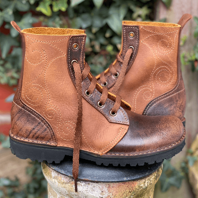 Calf Boot with Ornate Stitching 