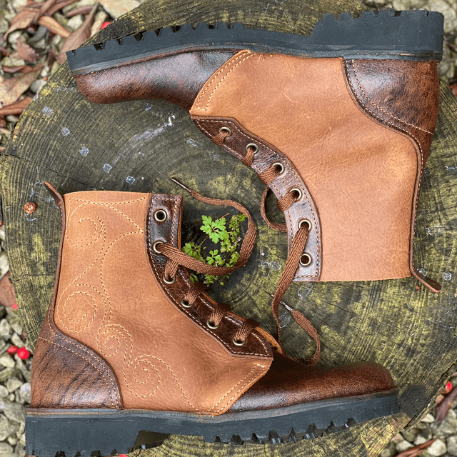 Calf Boot with Ornate Stitching 